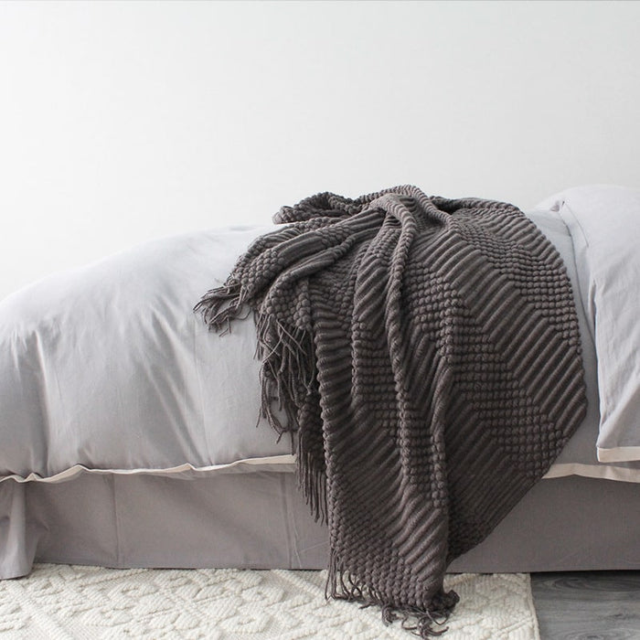 Cosycombe™ Chunky Popcorn Knit Throw with Fringe, Super Soft 127 x 170 cm