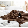 Cosycombe™ Chunky Waffle Knit Throw with Pom-Pom Tassels for Sofa