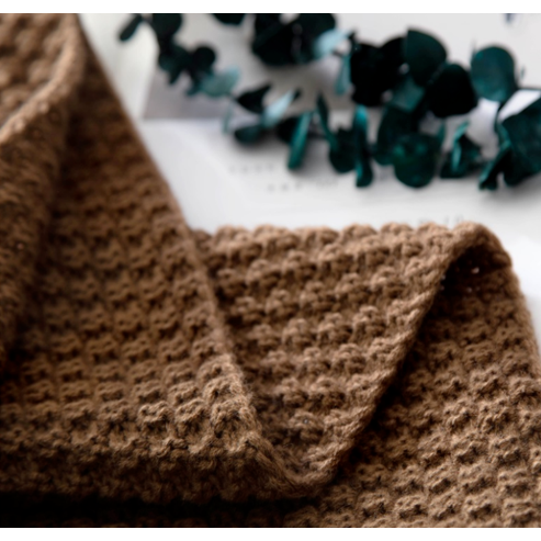 Cosycombe™ Chunky Waffle Knit Throw with Pom-Pom Tassels for Sofa