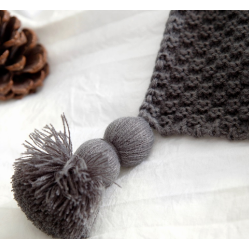 Cosycombe™ Chunky Waffle Knit Throw with Pom-Pom Tassels for Sofa