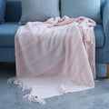 Cosycombe™ Lightweight Knit Throw with Diagonal Stripes and Tassels