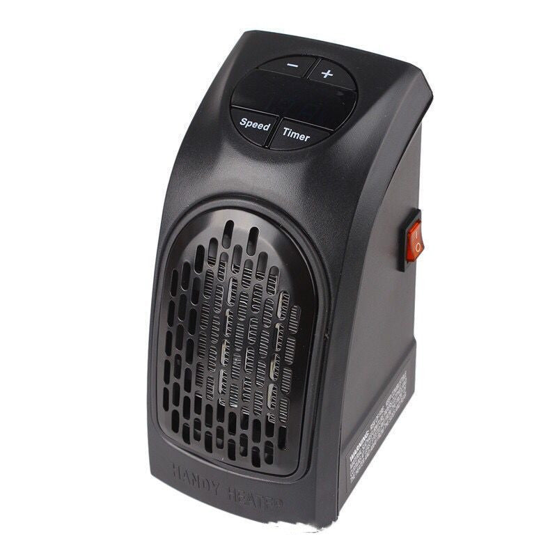 Compact wall socket fan heater with display