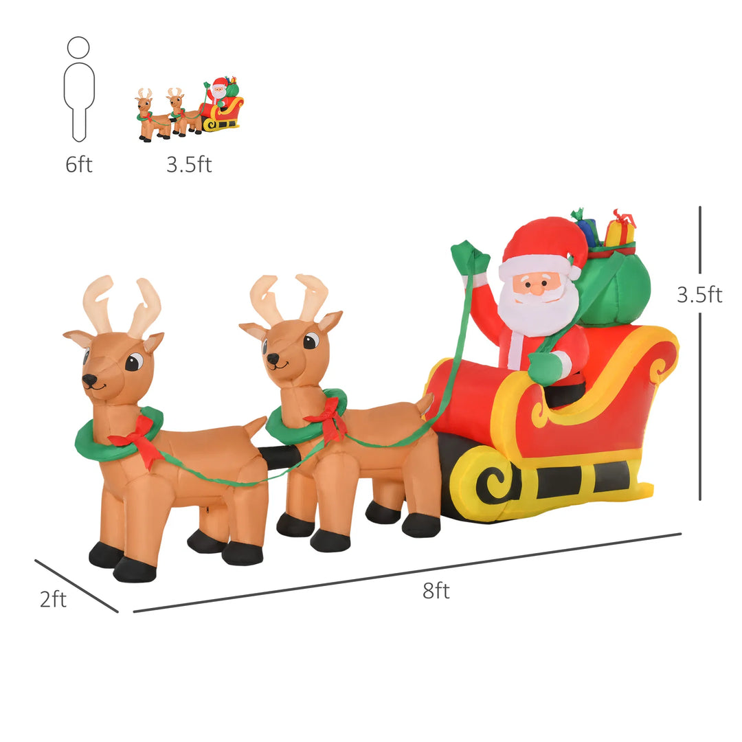 Inflatable Santa in sleigh with two reindeer