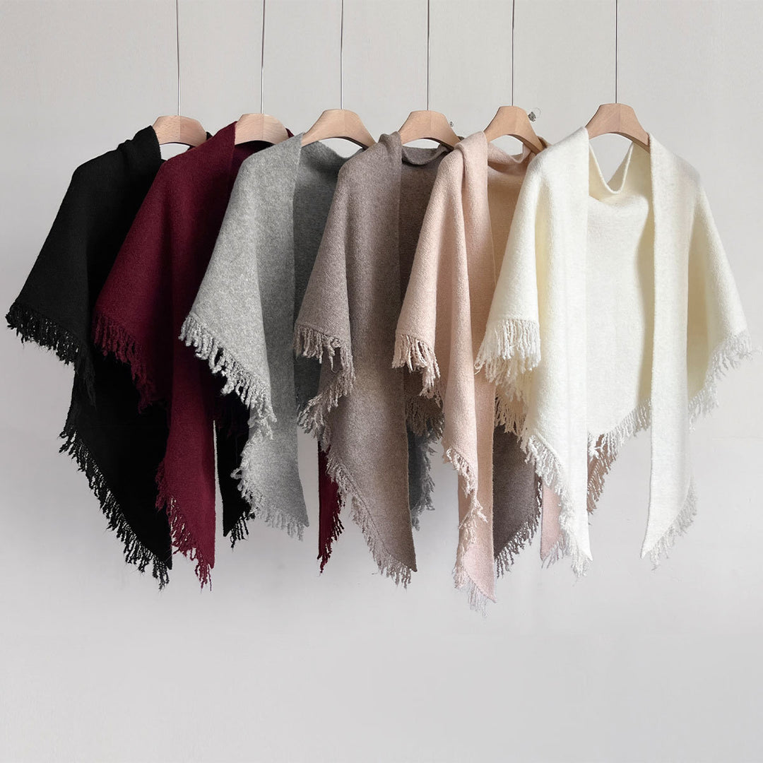 Blush beige fringed knit scarf