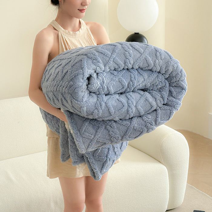 Cosycombe Tufted Velvet Throw Blanket with 3D Pattern