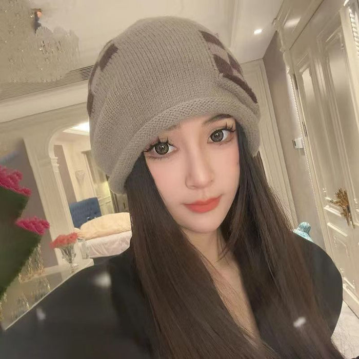 Cosycombe Knitted Beret Hat with Folded Brim and Ring