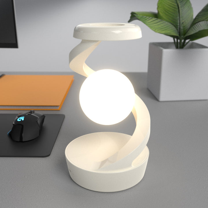 Rotating Moon Lamp – Floating Desk Lamp with Wireless Charging