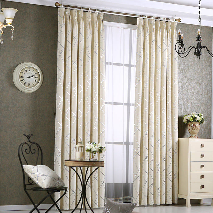 Cosycombe Chenille blackout curtain with geometric line pattern