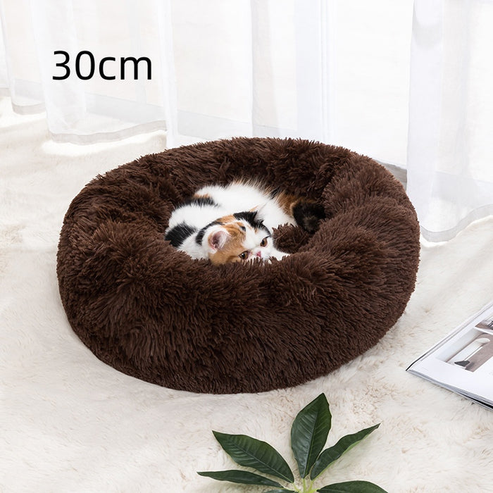 Cosycombe Fluffy round donut cat bed, 30 to 100 cm across