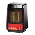 Black fan heater with glowing flame effect