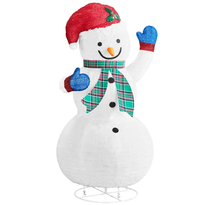 Cosycombe 4ft Collapsible Light-Up Snowman with Plaid Scarf