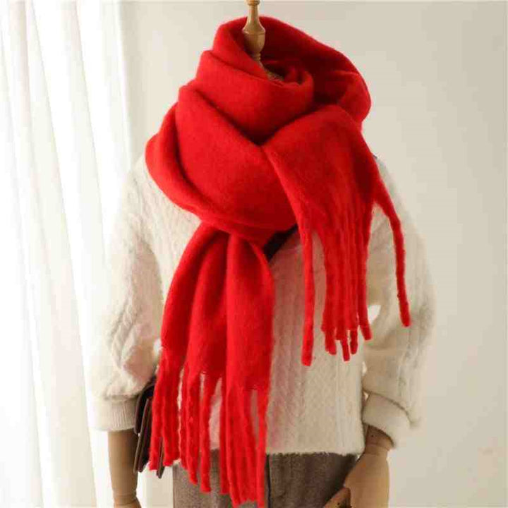 Mustard thick fluffy winter scarf
