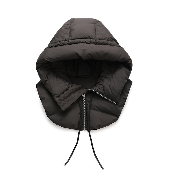 Ivory quilted down hood with neck warmer