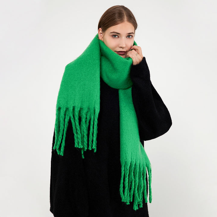 Royal blue fluffy scarf with tassels