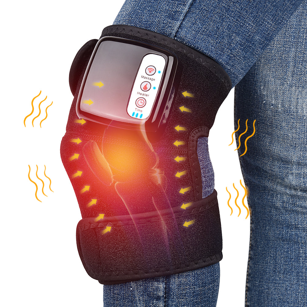 Black heated vibration knee wrap