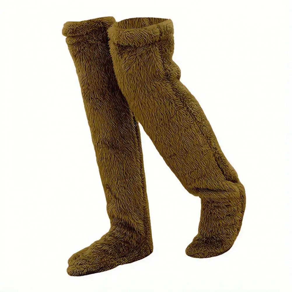 Cosycombe™ Long Coral Fleece Lounge Socks with Open-Foot Option