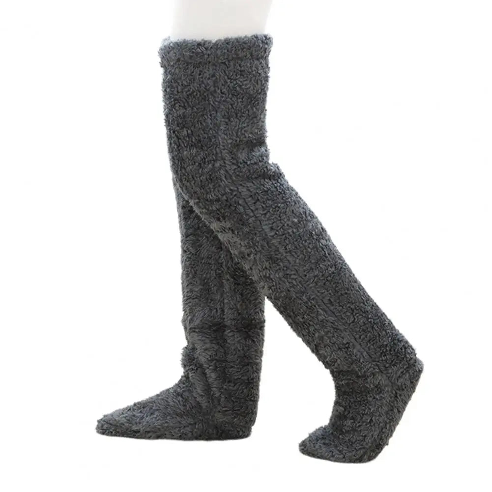 Cosycombe™ Long Coral Fleece Lounge Socks with Open-Foot Option