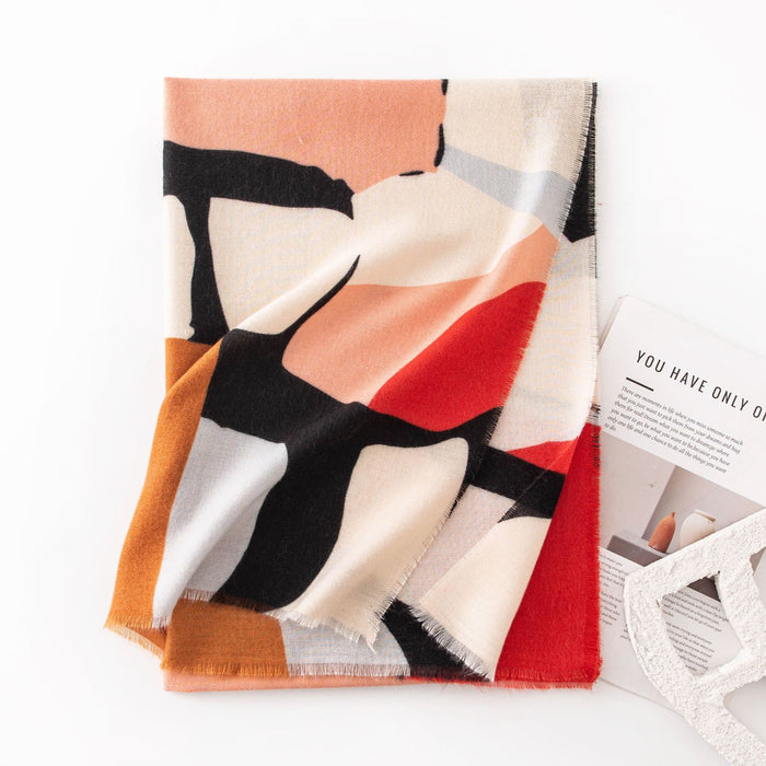 Cosycombe Abstract Print Cashmere Feel Scarf, 68 x 190 cm