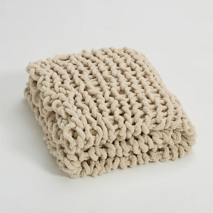 Cosycombe™ Chunky Knit Chenille Throw, Hand-Knotted and Plush