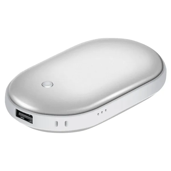 Silver pebble rechargeable hand warmer
