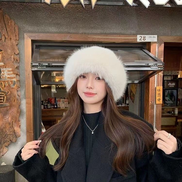 Cosycombe Fluffy Faux Fur Hat with Rolled Brim
