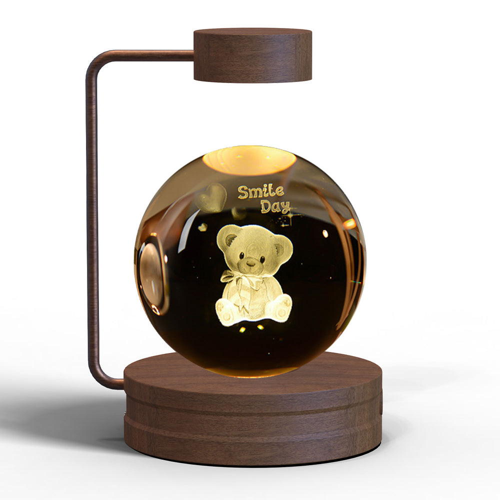 3D Crystal Ball Night Light – Warm Bedside Lamp