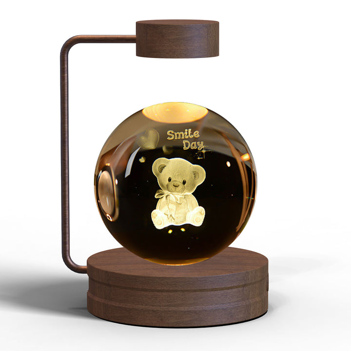 3D Crystal Ball Night Light – Warm Bedside Lamp