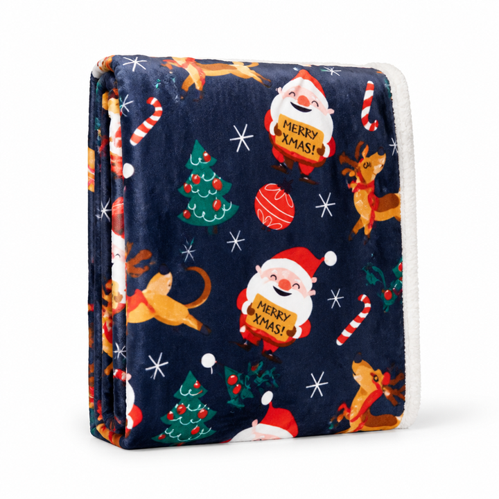 Cosycombe™ Festive Plush Fleece Throw with Christmas Motifs