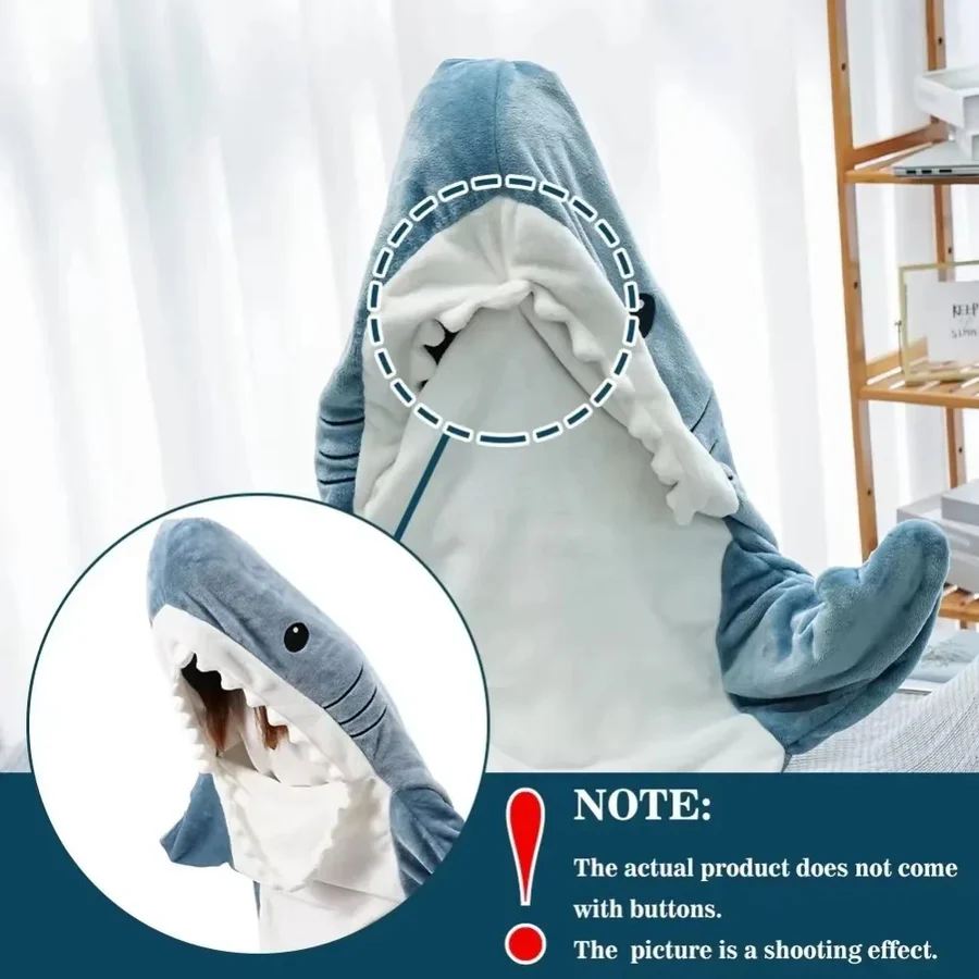 Cosycombe™ Shark Hoodie Blanket in Soft Flannel, Wearable and Fun