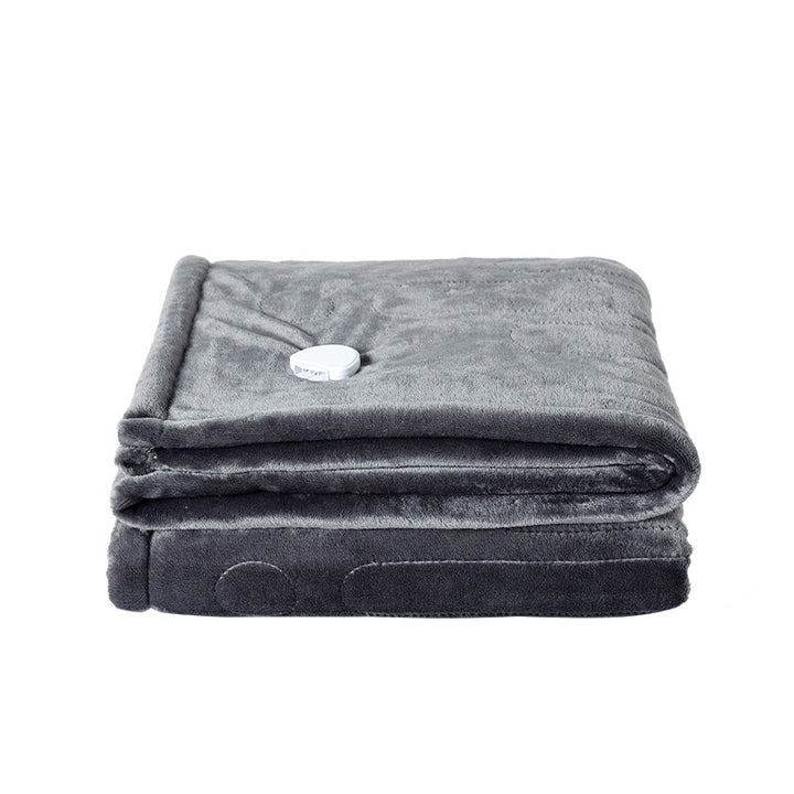Grey electric heated flannel throw blanket