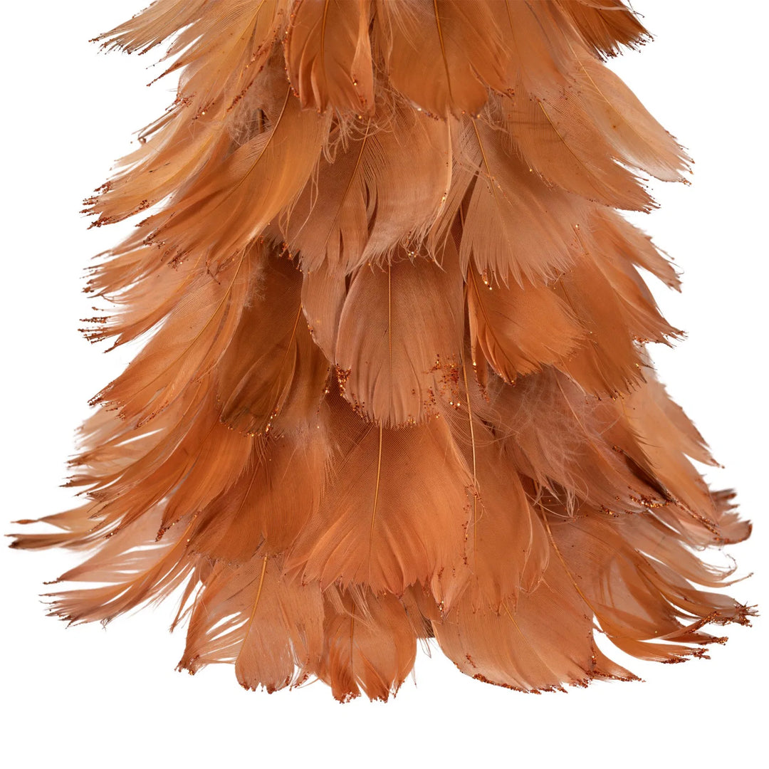 Rust orange feather cone tree decoration