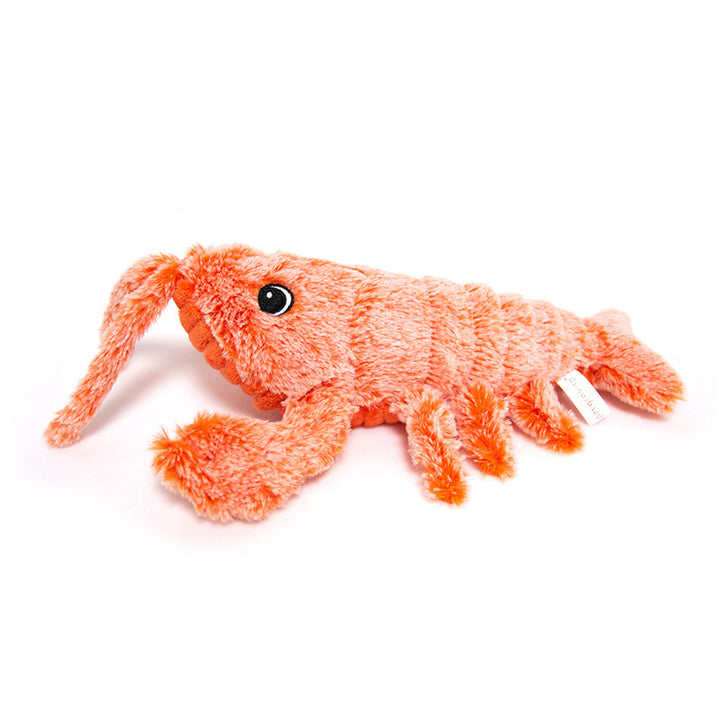 Orange plush lobster cat toy