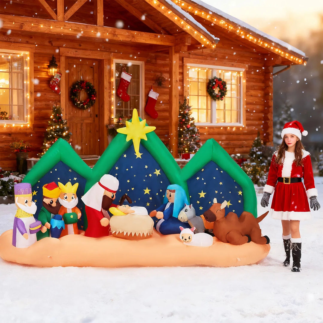 Large inflatable nativity with starry backdrop