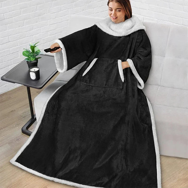 Cosycombe™ Sherpa Fleece Wearable Blanket with Sleeves and Foot Pocket