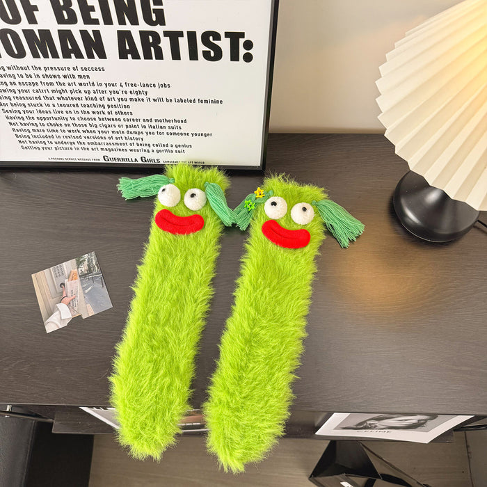 Cosycombe Fluffy Monster Face Socks with Googly Eyes
