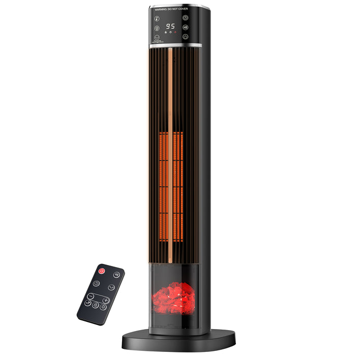 Cosycombe Ceramic Tower Heater 81 cm with Flame Effect and ECO Mode