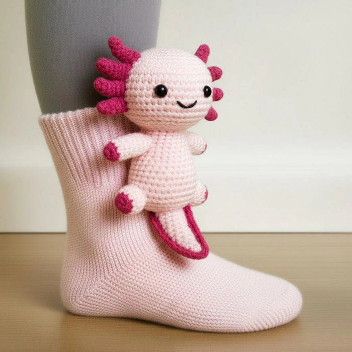 Cosycombe Knit Socks with a 3D Crochet Animal Hug