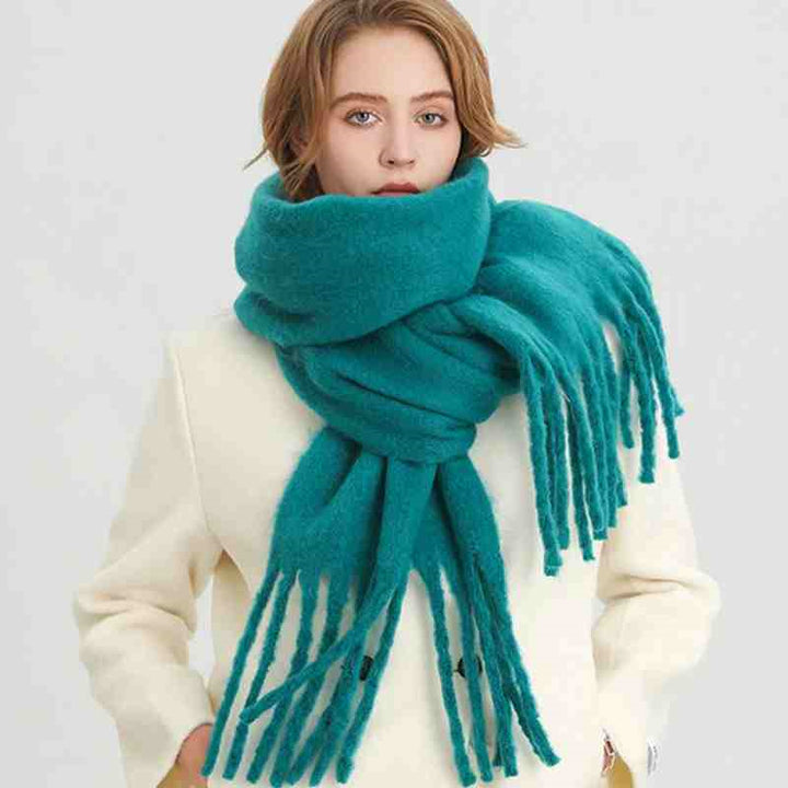 Mustard thick fluffy winter scarf