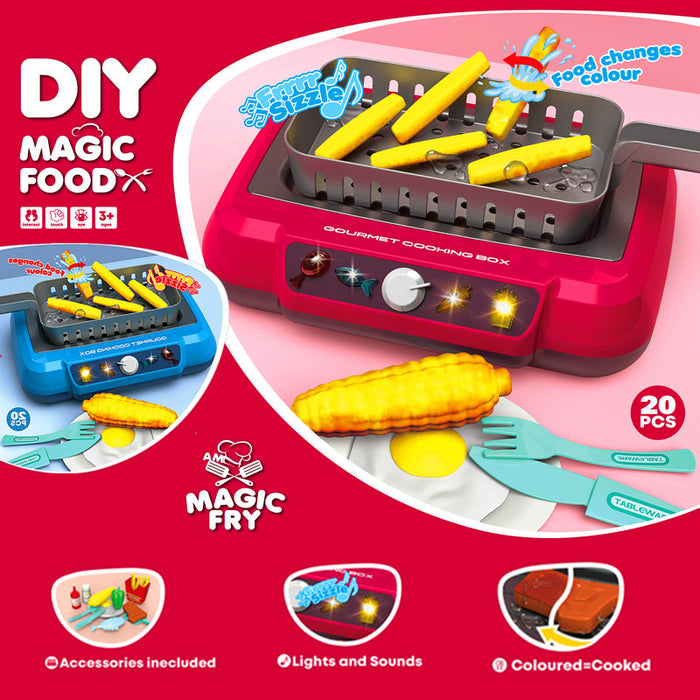 Cosycombe Play Kitchen Set with Light-Up Hob and Colour-Changing Food