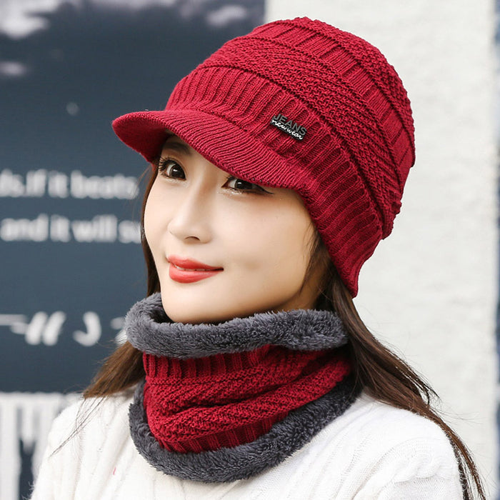 Cosycombe Knitted Peaked Beanie and Neck Warmer Set, Fleece Lined