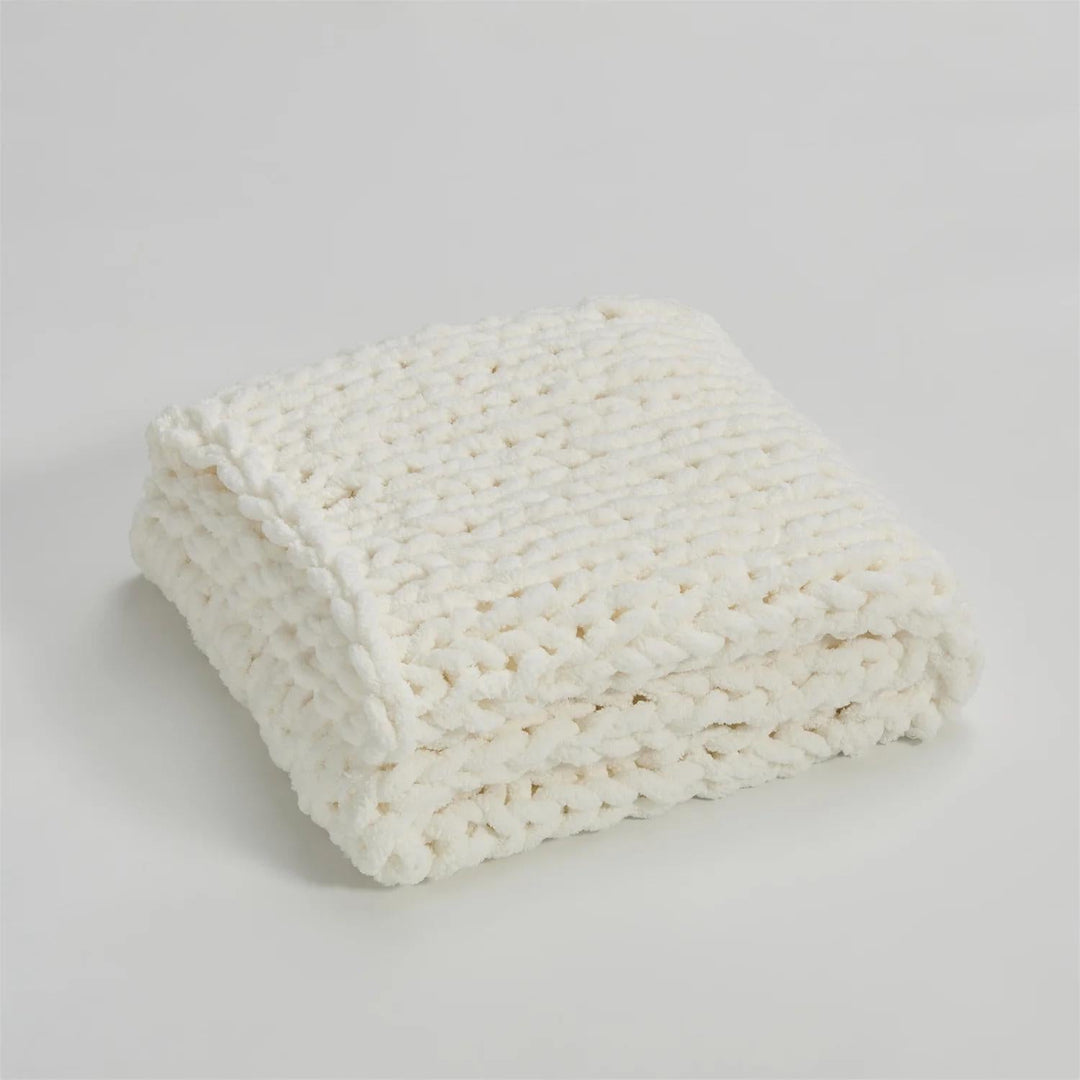 Cosycombe™ Chunky Knit Chenille Throw, Hand-Knotted and Plush