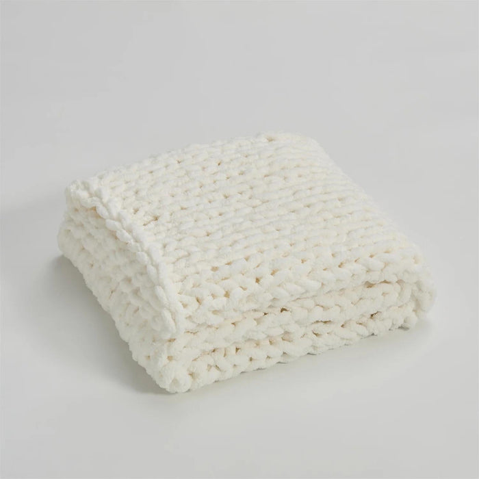 Cosycombe™ Chunky Knit Chenille Throw, Hand-Knotted and Plush