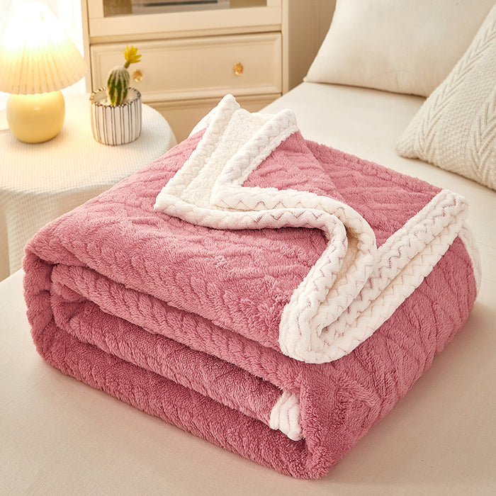Cosycombe Double-Layer Coral Fleece Blanket with Sherpa Reverse