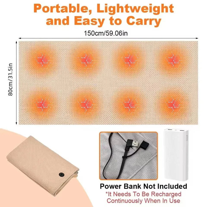 Cosycombe™ USB-C Heated Blanket with Zip and 8 Heat Zones