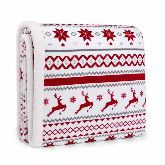 Cosycombe™ Festive Plush Fleece Throw with Christmas Motifs
