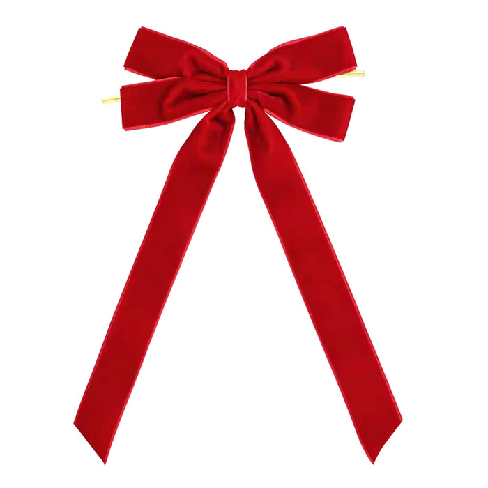 Cosycombe Velvet Christmas bow with long tails and gold cord