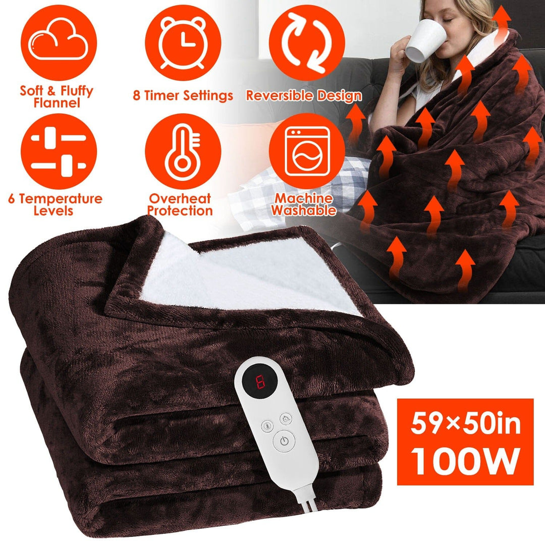 Cosycombe™ Double-Sided Flannel Heated Blanket with 6 Heat Levels