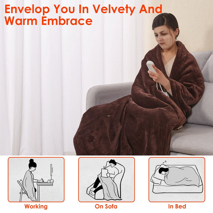 Cosycombe™ Double-Sided Flannel Heated Blanket with 6 Heat Levels