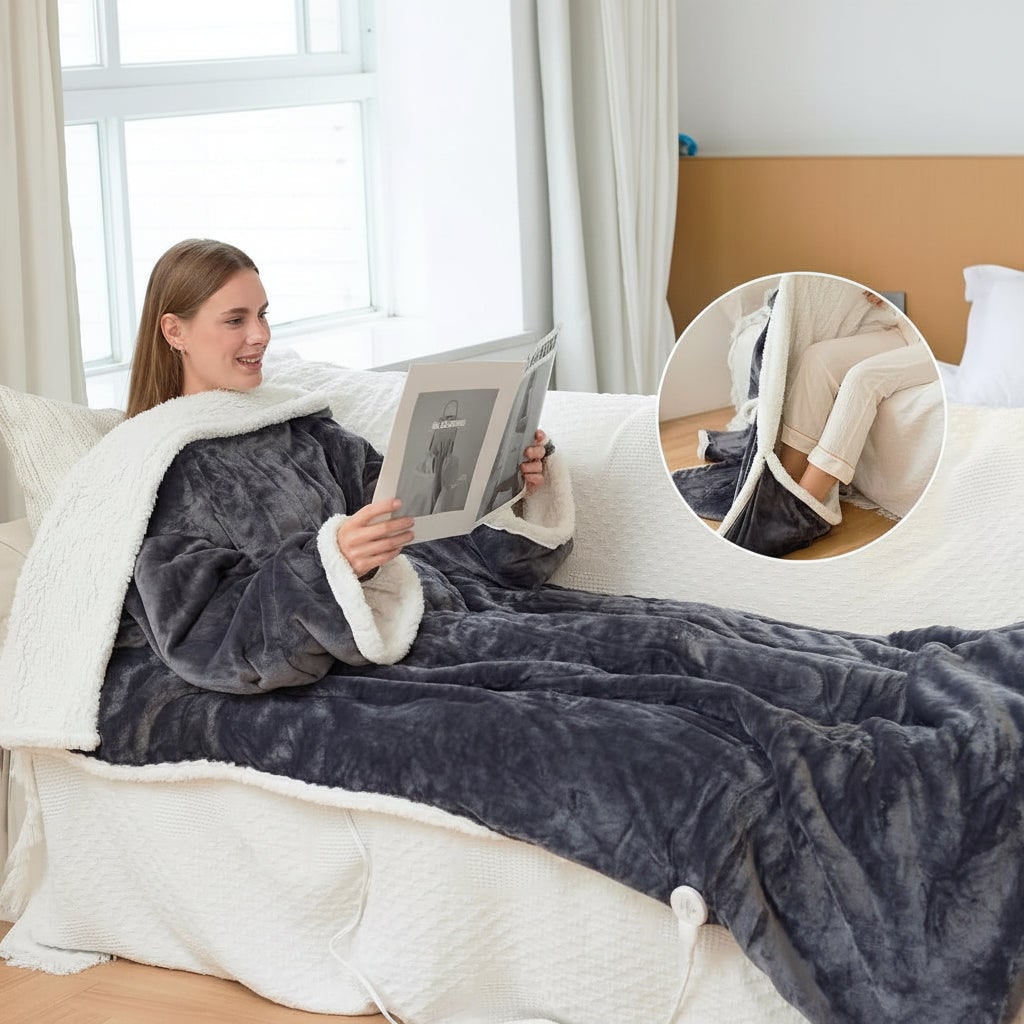 Cosycombe™ Heated Wearable Blanket with Sleeves and Foot Pocket