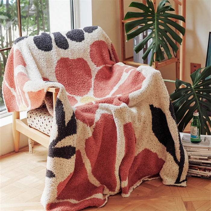 Cosycombe™ Boho Floral Leaf Knitted Throw in Anti-Pilling Microfibre